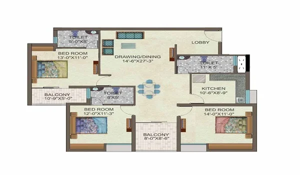 Brigade Insignia 3 Bhk Apartment Floor Plan