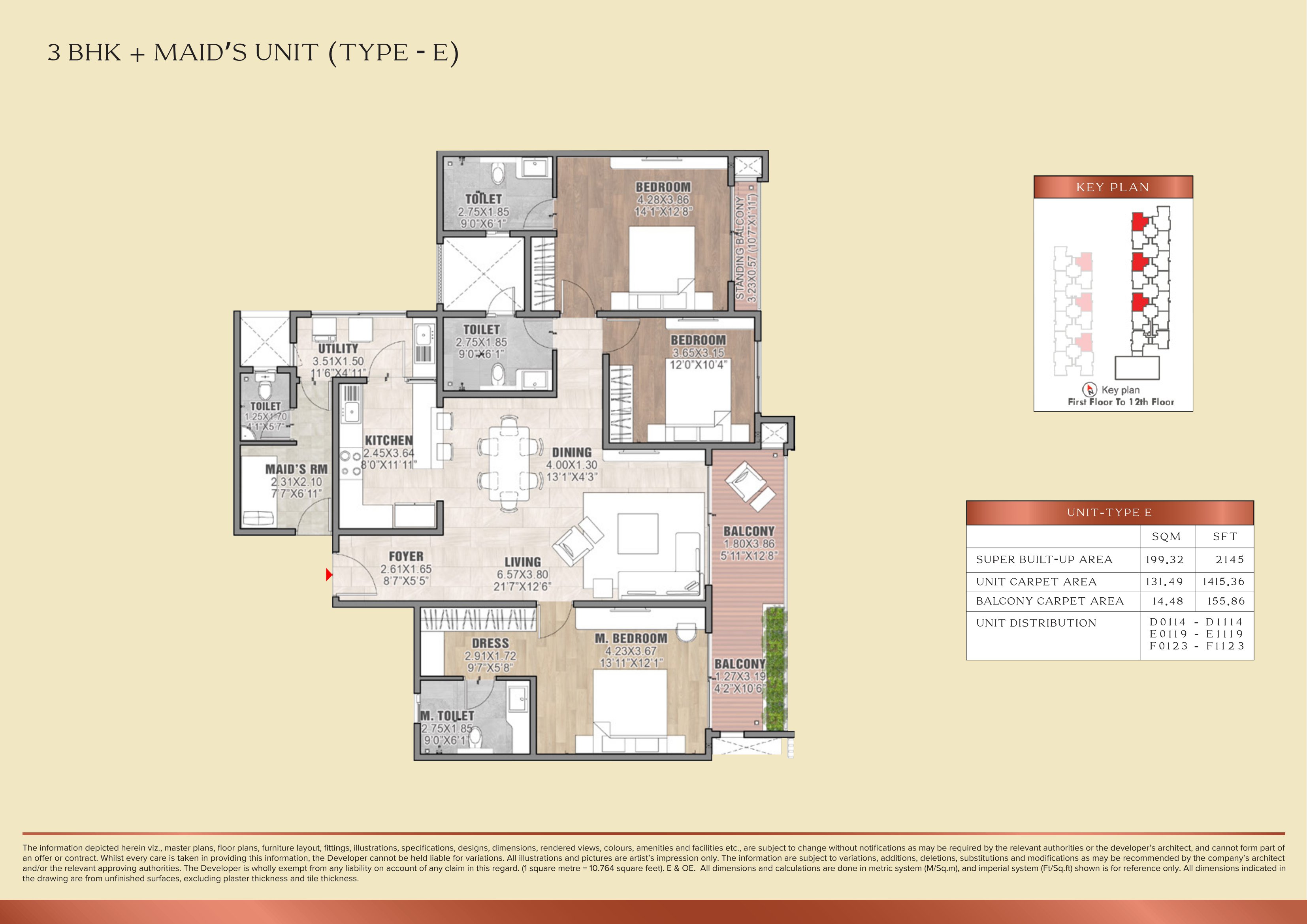 Brigade Insignia 3 BHK Floor Plan